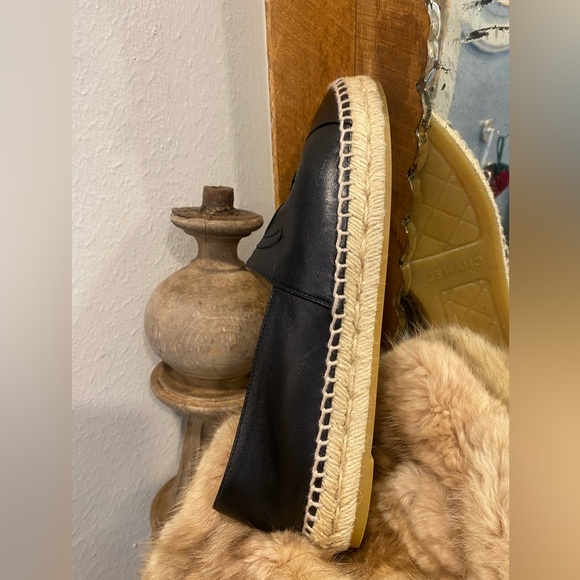Authentic Chanel Black Leather Espadrille Shoes - Picture 11 of 16